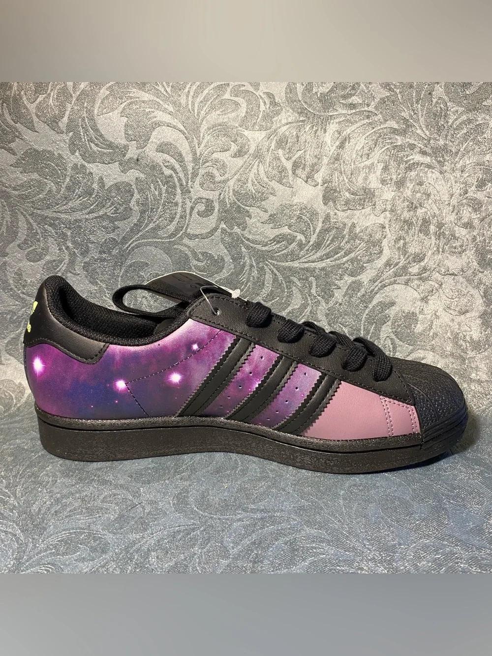 Rare ADIDAS Superstar J Galactic Galaxy Purple Sneakers - Youth 6, Women 7.5 NWT